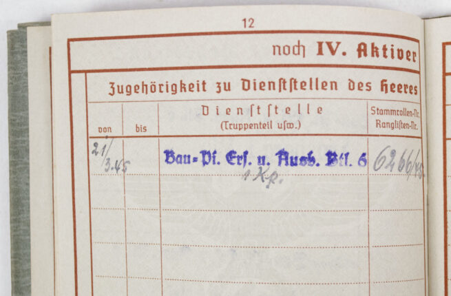 Soldbuch + Wehrpass Bau-Ers.-Batl.G (Last ditch 21. März 1945)