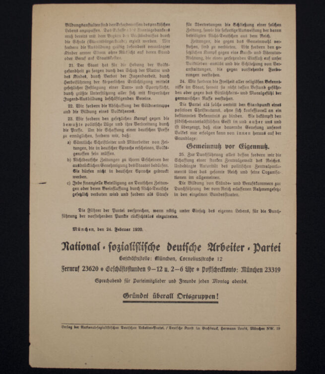 (Pamphlet) NSDAP Auszug aus dem Programm der Nationalsozialistischen Deutschen Arbeiterpartei (1928)