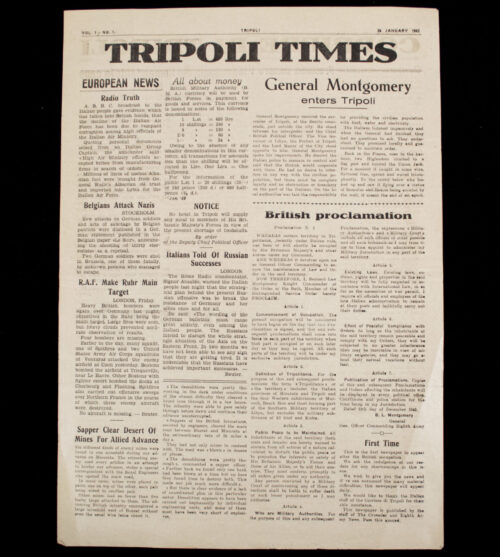 (Newspaper) Tripoli Times Vol. 1 - No. 1 (1943)