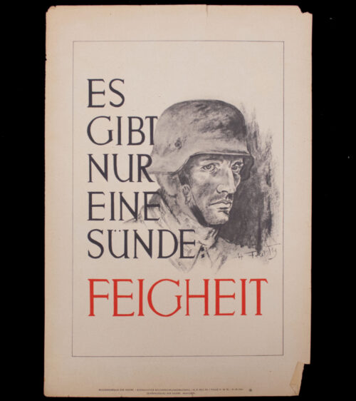 WWII German NSDAP Wochenspruch Es Gibt nur eine Sünde FEIGHEIT (1944)