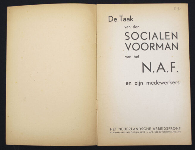 (Brochure) nederlandsche Arbeitsfront (NAF) De Taak van den Socialen Voorman van het N.A.F. en zijn medewerkers