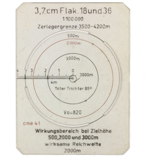 Mapcase spare Flak range card (Cme41 marked)