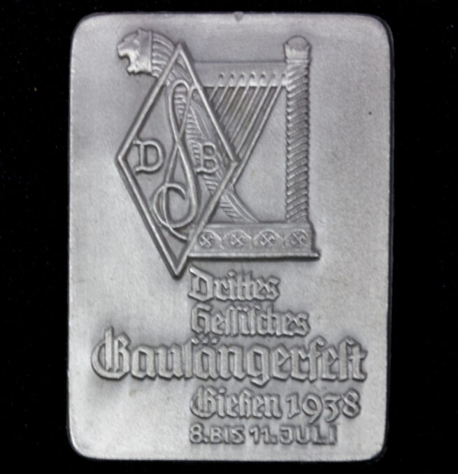 Deutsche Sängerbund (DSB) Drittes Hessisches Gausängerfest Giessen 8. bis. 11. Juli 1938 abzeichen