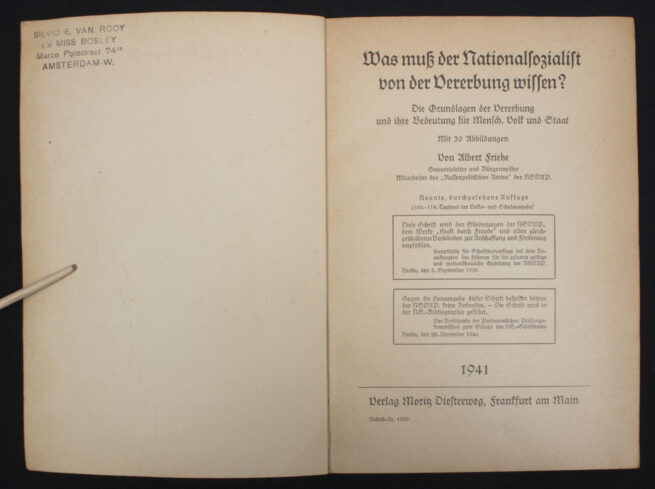 (Book) Albert Friehe - Was muss der National-Socialist von der Vererbung Wissen (1941)