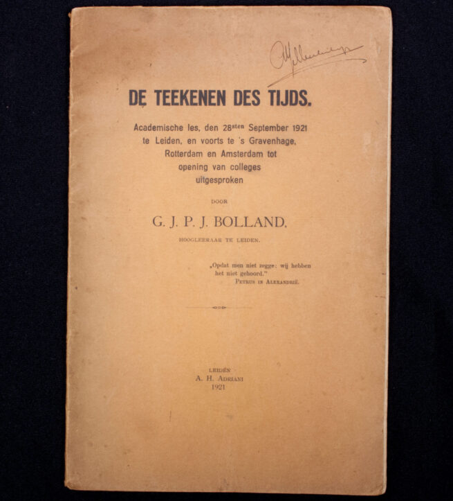 (Brochure) G.J.P.J. Bolland - De Teekenen des Tijds (1921) 1e druk