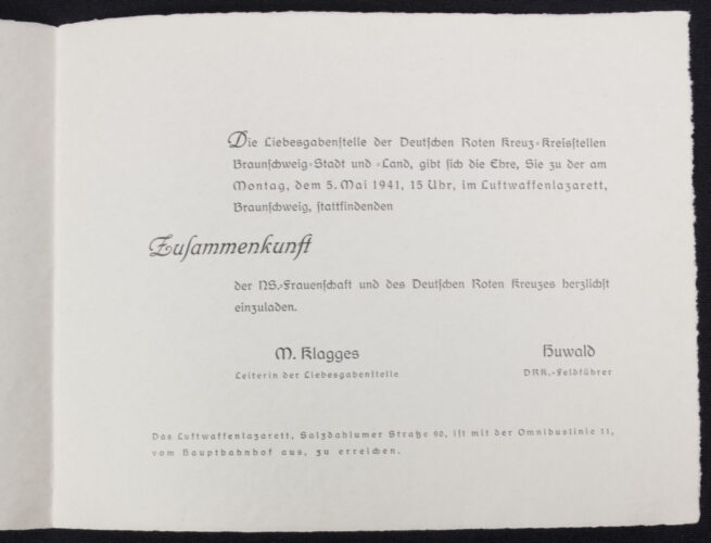 Frauenschaft Deutsches Rotes Kreuz (DRK) invitation + enveloppe