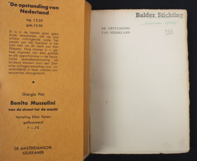 (Book NSB) Drs. E. van Wessem - De opstanding van Nederland (Keurkamer) (1935) - Rare