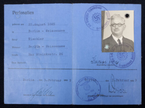 Die Deutsche Arbeitsfront (DAF) Personal-Ausweis (1939)