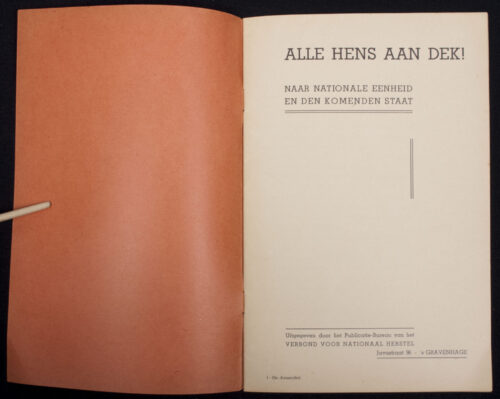 (Brochure) Verbond voor Nationaal Herstel - Alle Hens aan Dek (1933)