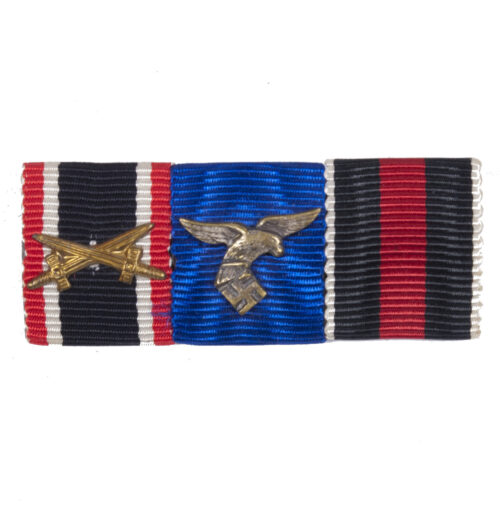 Triple ribbon bar with Kreigsverdienstkreuz + Luftwaffe Dienstauszeichnung + Sudetenlandmedal