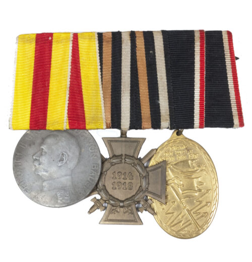 WWI Baden medalbar with Baden Verdienstmedaille + Frontkämpferkreuz + Kyffhäuser medaille