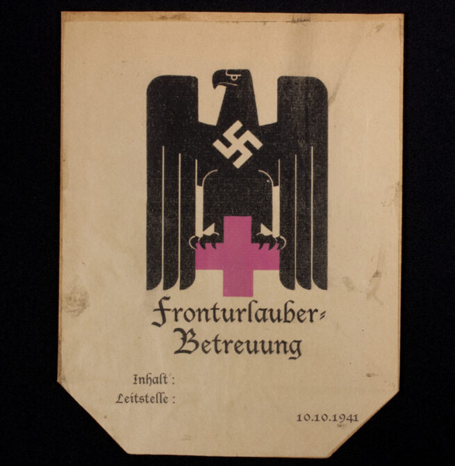 Deutsches Rotes Kreuz (DRK) Fronturlauber Betreuung 10.10.1941 paper collecting bag