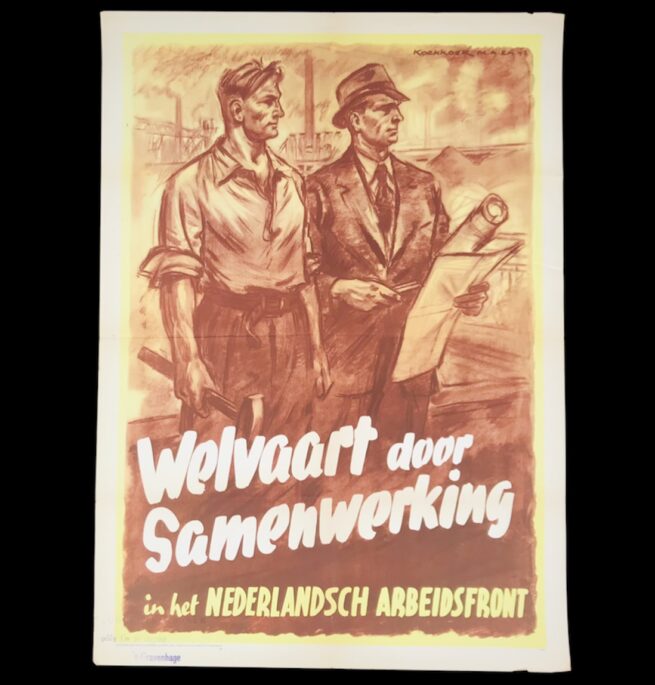 (Poster NSB) Nederlandsch Arbeitsfront - Welvaart door Samenwerking (1942)