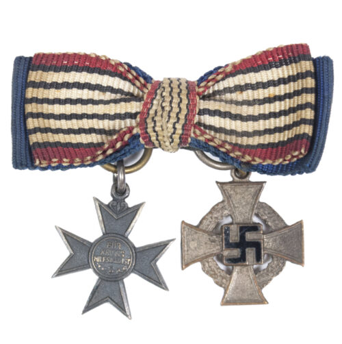 Double miniature medal with Kriegshilfskreuz + Treue Dinest 25 Jahre cross