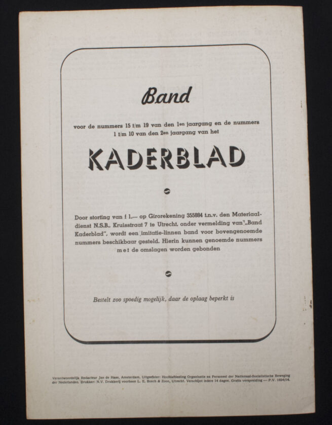 (Magazine NSB) Kaderblad No.14 - 2e Jrg (Mei) 1943