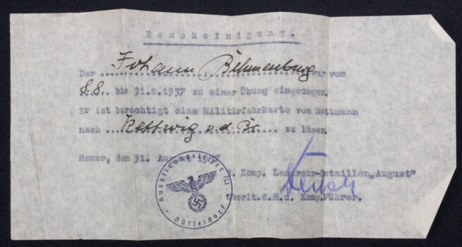 Wehrpass first type - Wehrbezirkskommando Mettmann (1943)