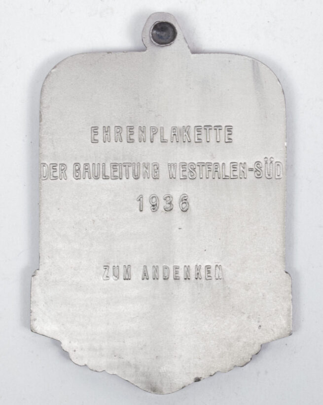 Ehrenplakette der Gauleiting Westfalen-Süd 1936 - Extremely rare