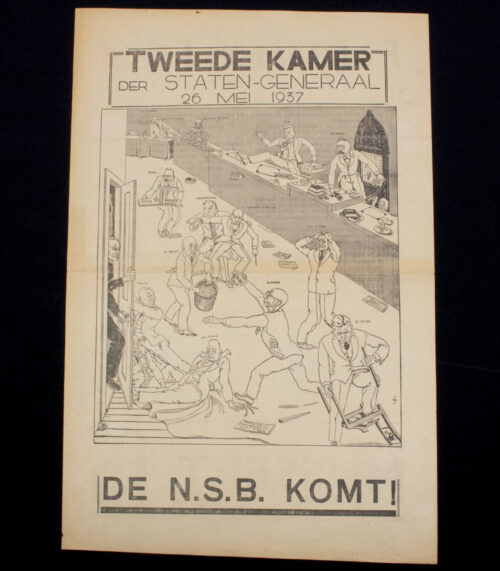 (NSB) Tweede Kamer der Staten-Generaal 26 mei 1937 - De NSB Komt! pamflet (mini poster)