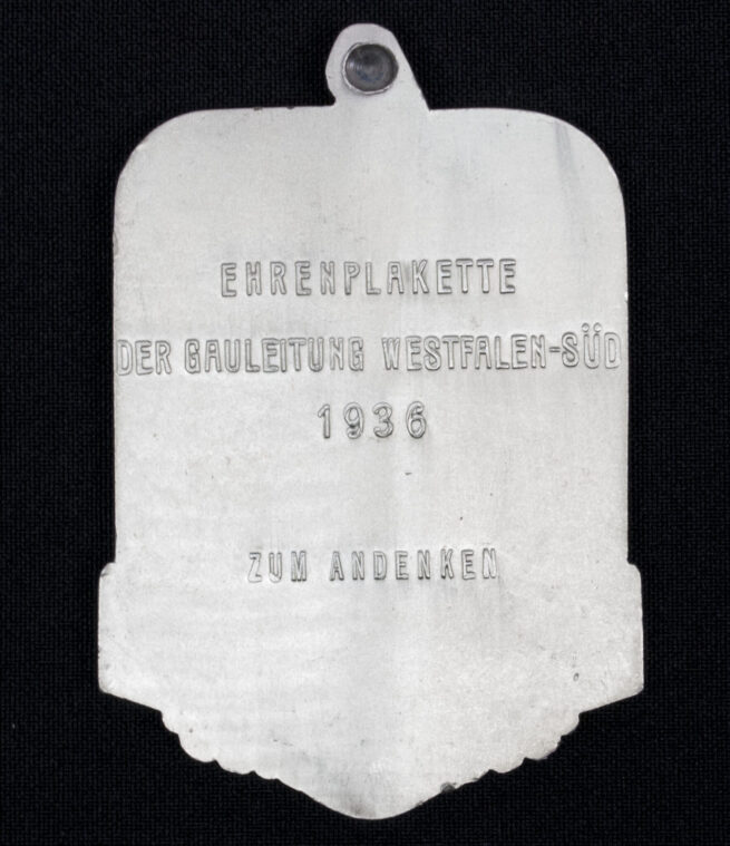 Ehrenplakette der Gauleiting Westfalen-Süd 1936 - Extremely rare