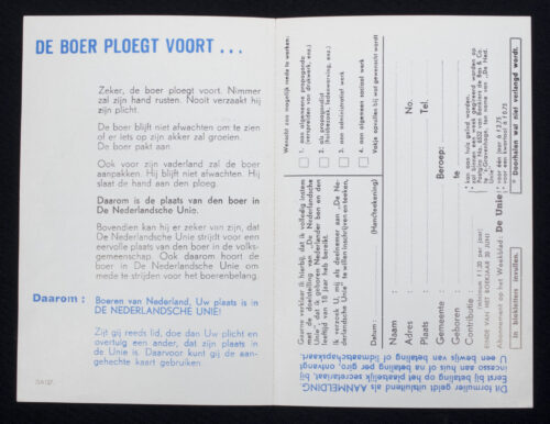 Nederlandsche Unie - recruitment card 5
