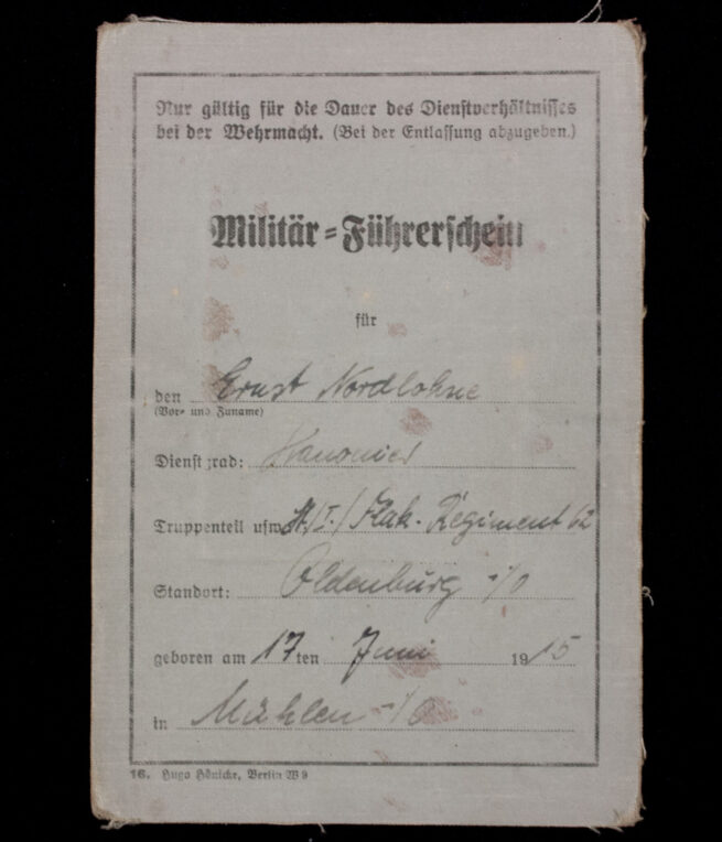 Militär-Fuhrerschein-Arbeitsdank-Mitgliedskarte