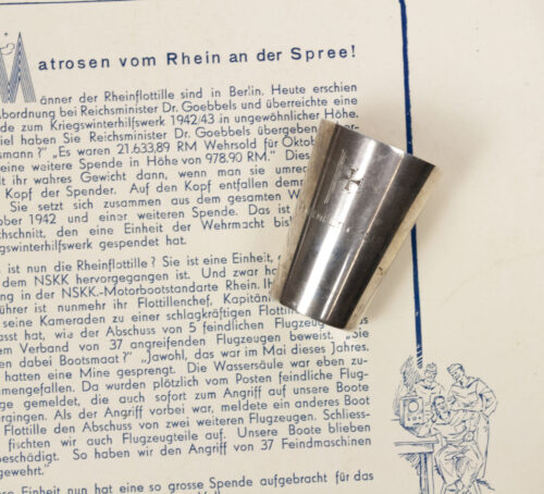 Silver Schnappsbecher Flussräumflottille Niederlande - Rheinflottille + citation