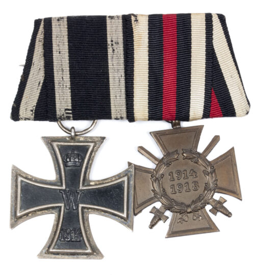 Medalbar with WWI Iron Cross second class + Frontkämpfer Ehrenkreuz