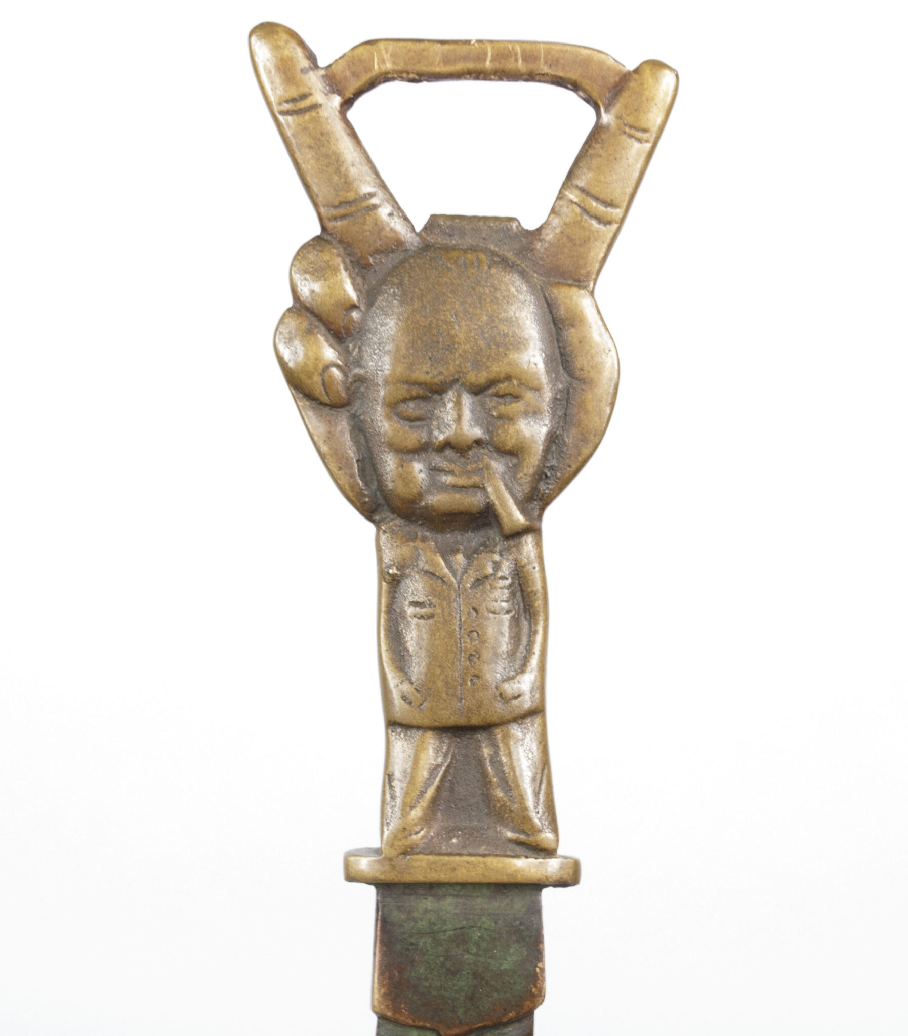 British liberation V Day 1945 bronze letter openerpaper knife with Churchill image