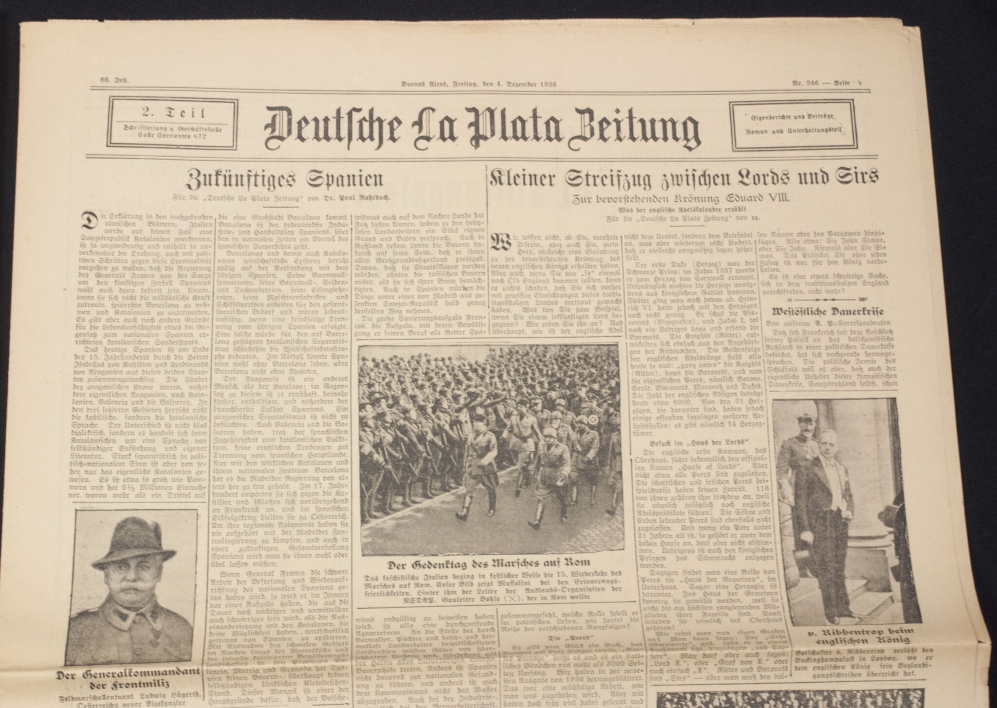 (Newspaper) Argentina - Deutsche La Plate Zeitung 4 Dezember 1936 - VERY RARE