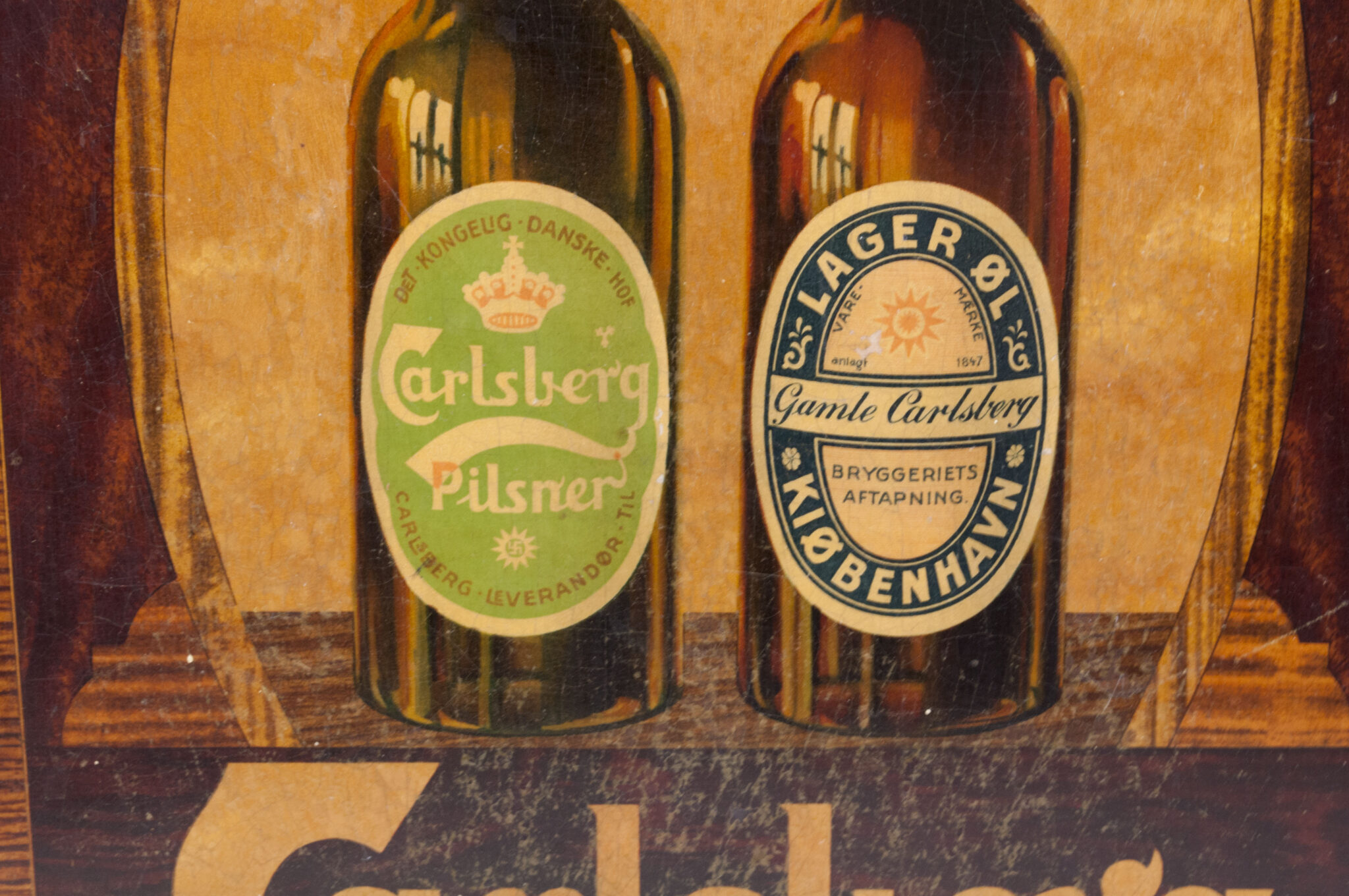 (Denmark) Carlsberg Beer wall or pub shield with swastika's (1920's30's) - RARE