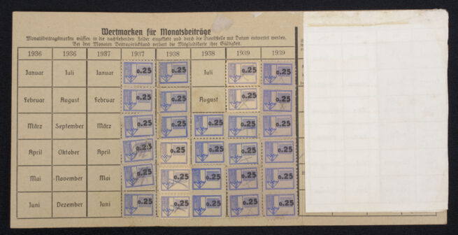 Reichskolonialbund Mitgliedsausweiss with stamps