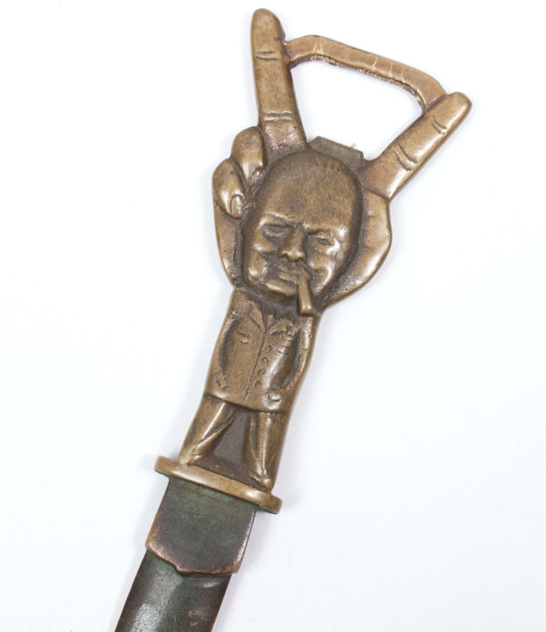 British liberation V Day 1945 bronze letter openerpaper knife with Churchill image