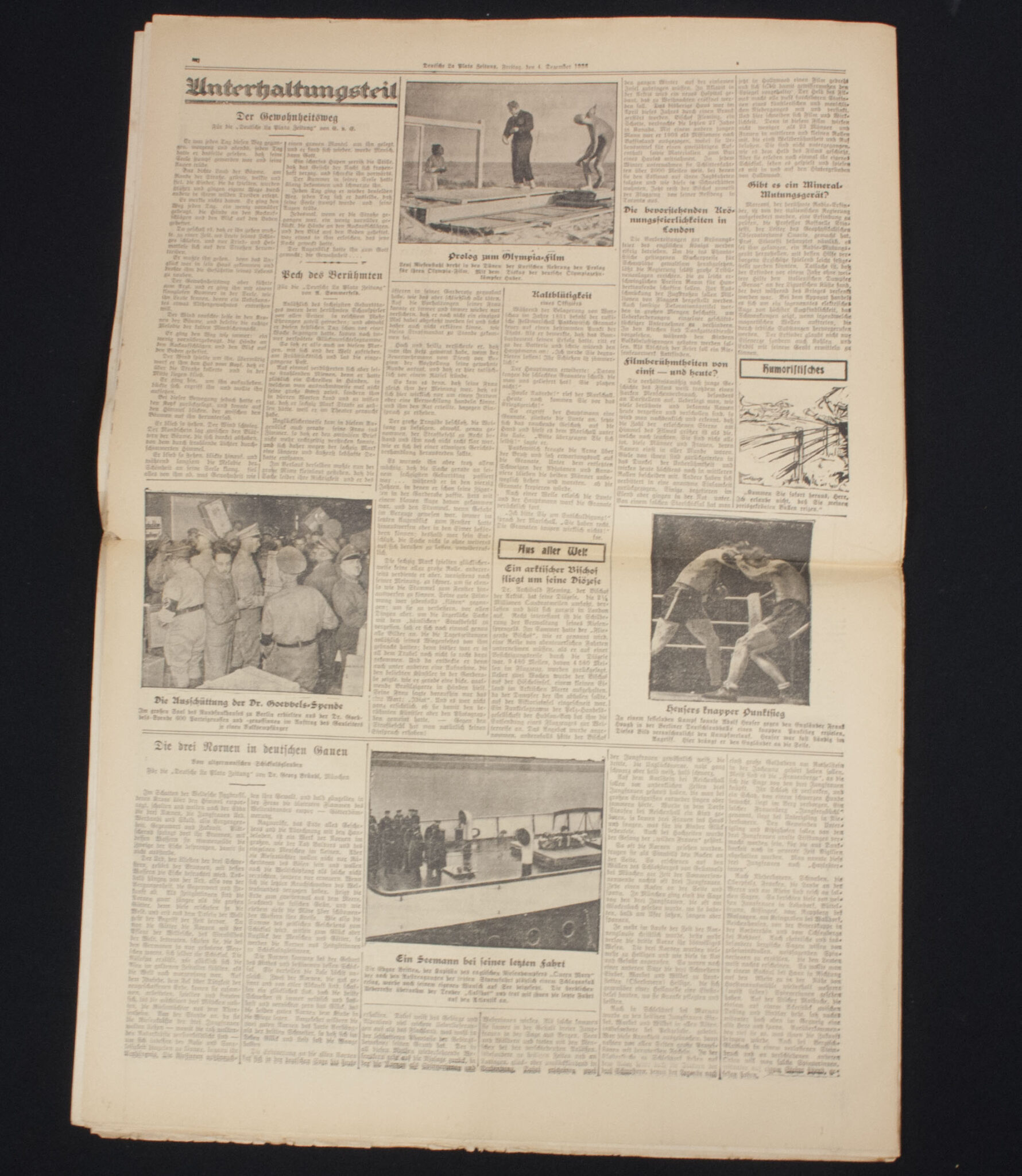 (Newspaper) Argentina - Deutsche La Plate Zeitung 4 Dezember 1936 - VERY RARE