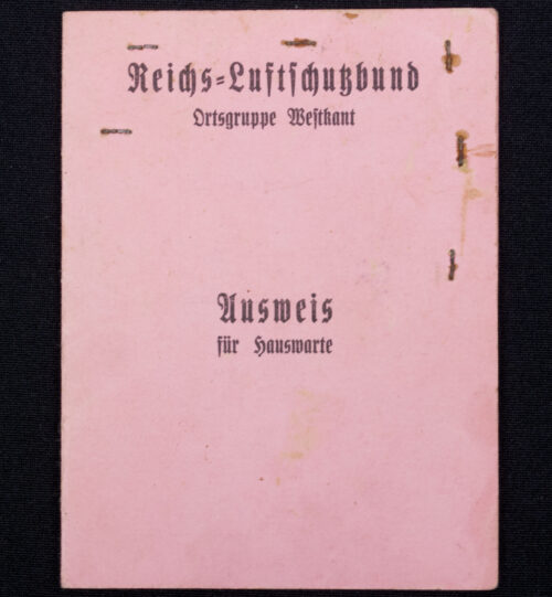 Reichsluftschutzbund Ortsgruppe Westkant Ausweis für Hauswarte (1936) - rare