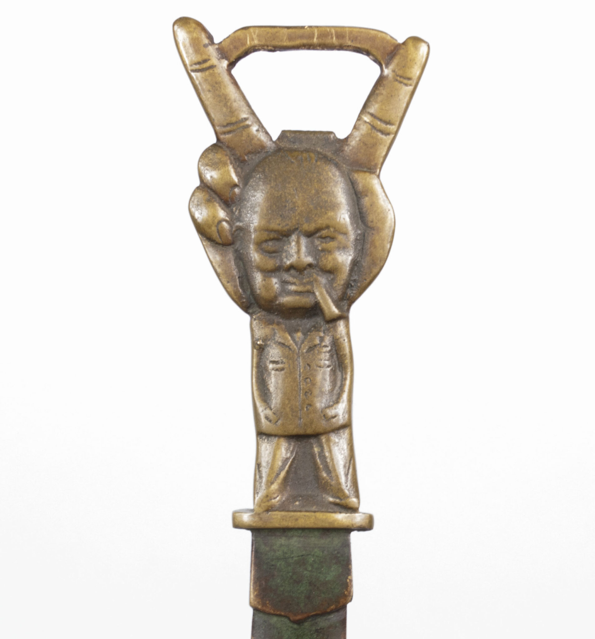 British liberation V Day 1945 bronze letter openerpaper knife with Churchill image