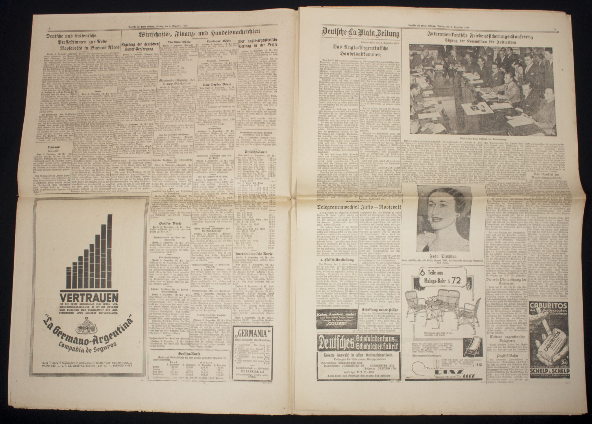 (Newspaper) Argentina - Deutsche La Plate Zeitung 4 Dezember 1936 - VERY RARE