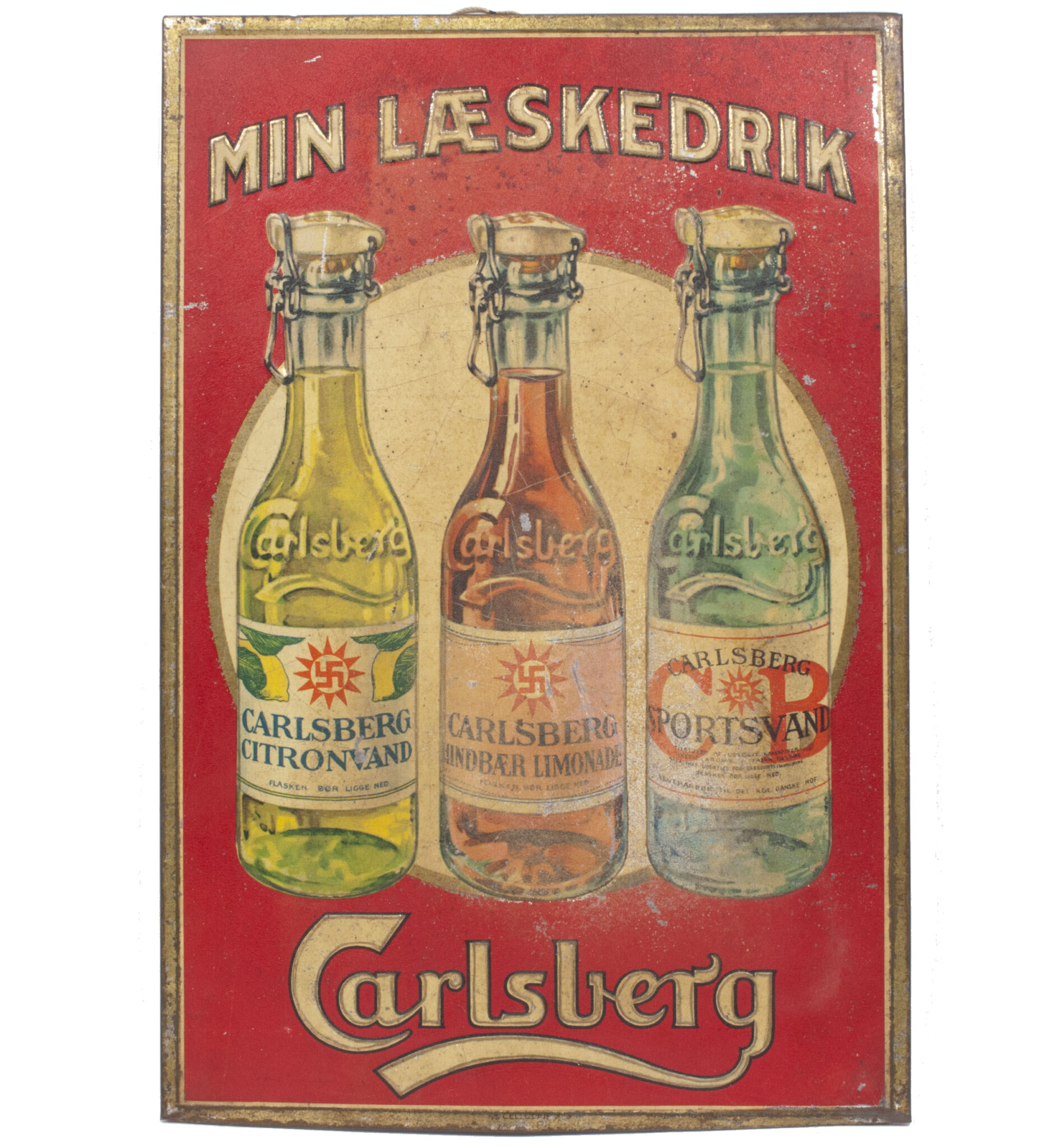 (Denmark) Carlsberg Beer wall or pub shield with swastika's (1920's30's) - RARE