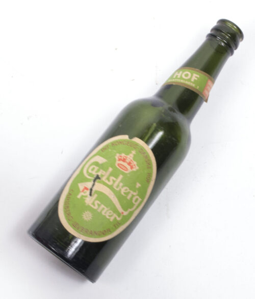 (Denmark) Carlsberg HOF Pilsner green bottle World War II with swastika paper label (1930’s)