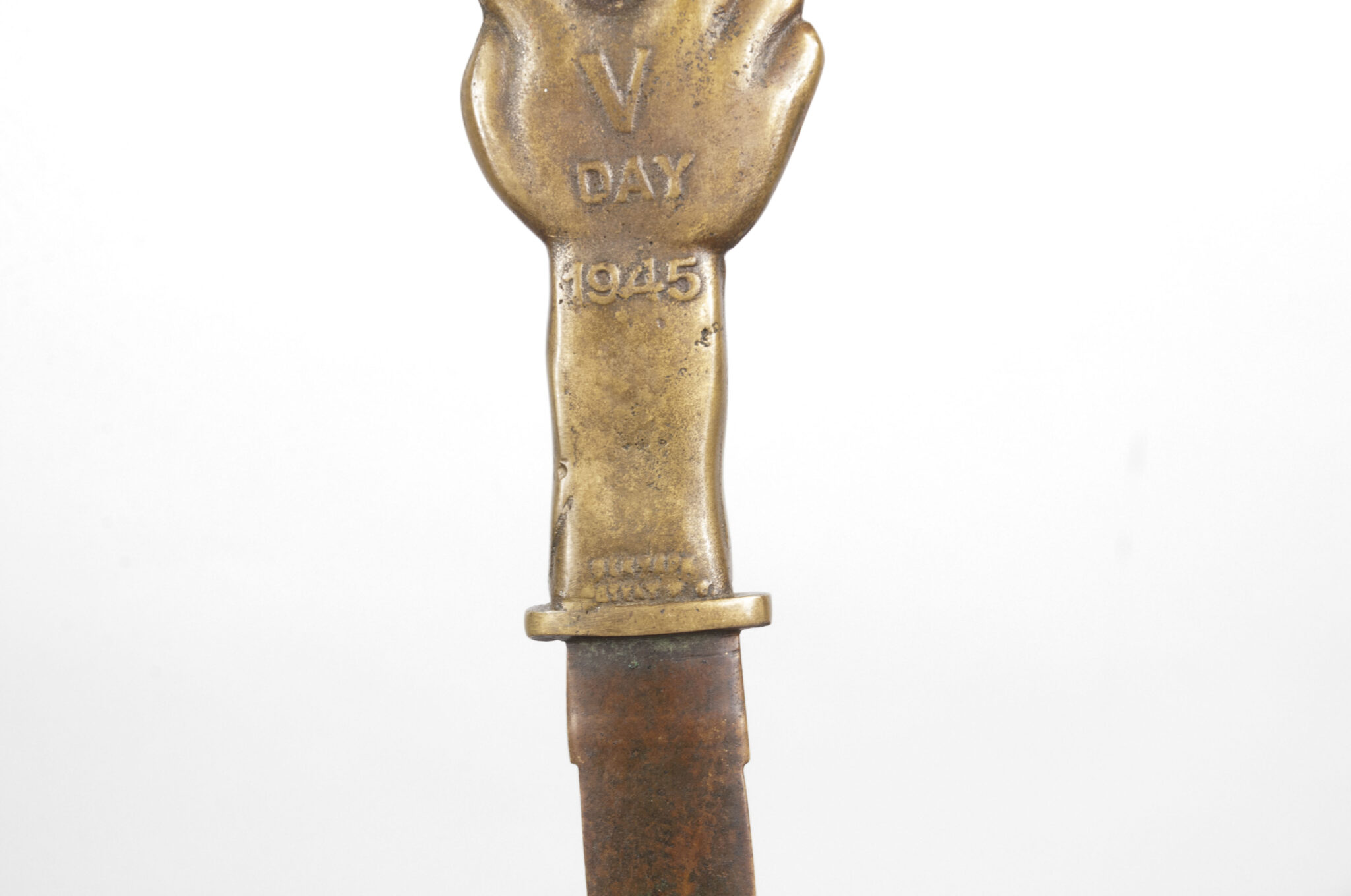British liberation V Day 1945 bronze letter openerpaper knife with Churchill image
