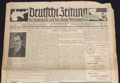 (Newspaper) Deutsche Zeitung für Guatemala und Das übrige Mittelamerika - 6 Dez. 1936 - Very rare