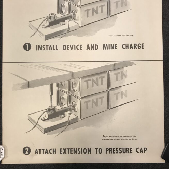 WWII USA Mines and Booby Traps Training aid poster Pressure Type M1A1 Installation (TNT)