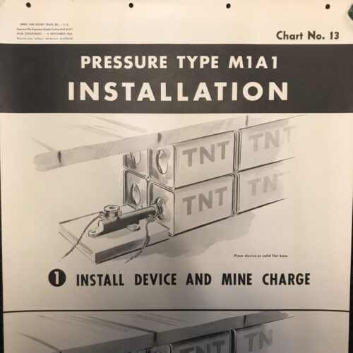 WWII USA Mines and Booby Traps Training aid poster Pressure Type M1A1 Installation (TNT)