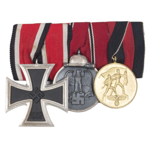 German WWII medalbar with Ek2 + Ostmedaille + Sudetenland annexationmedal