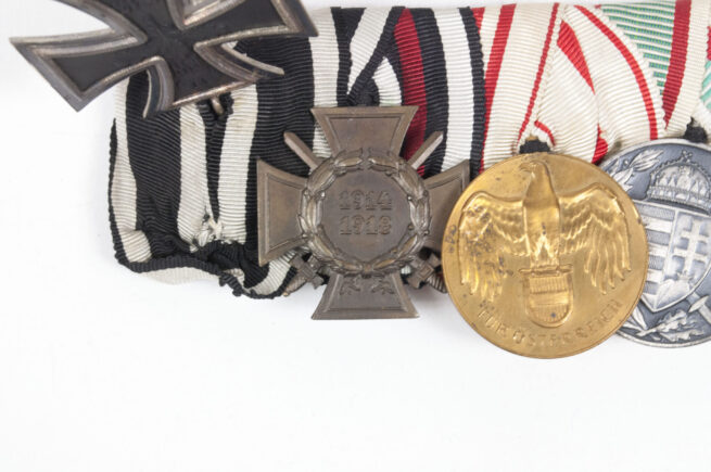 German WWI medalbar with matching miniature medalbar (maker Maybauer) - Rare