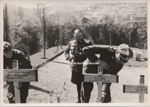 (Pressphoto) Unpublished LSAH Sepp Dietrich visiting cemetary with fallen LSAH soldiers in Greece