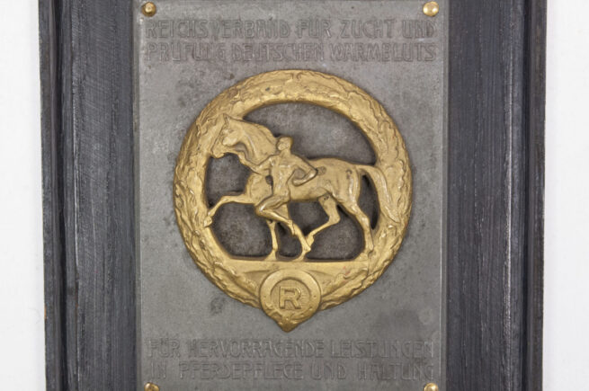 Verdienst Plakette Für hervorragende Leistungen in Pferdepflege & Haltung Reichsverband für Zucht und Prüfung Deutschen Warmbluts