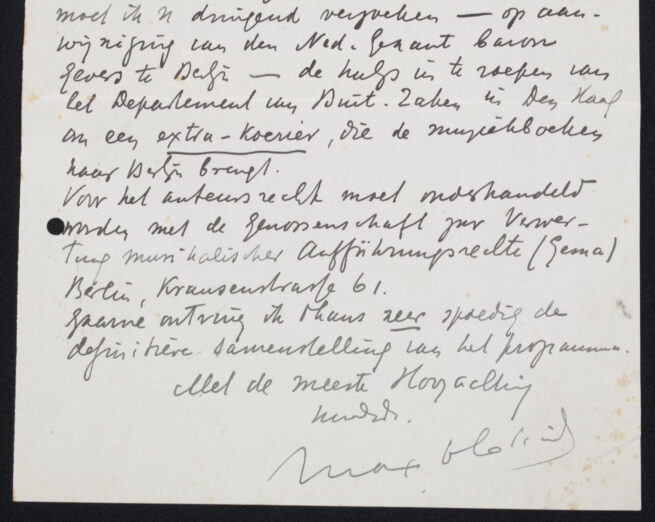 (NSB) Max Blokzijl - Handwritten letter as Berliner Redakteur (1923) - rare