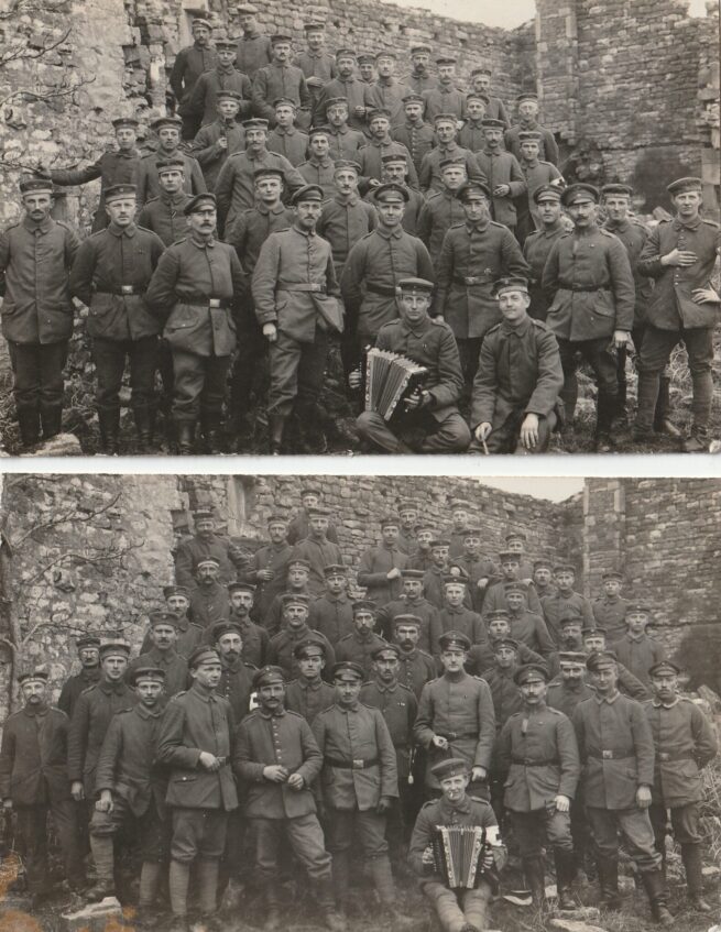 (Postcard) Two WWI German groupphoto's taken at the same location
