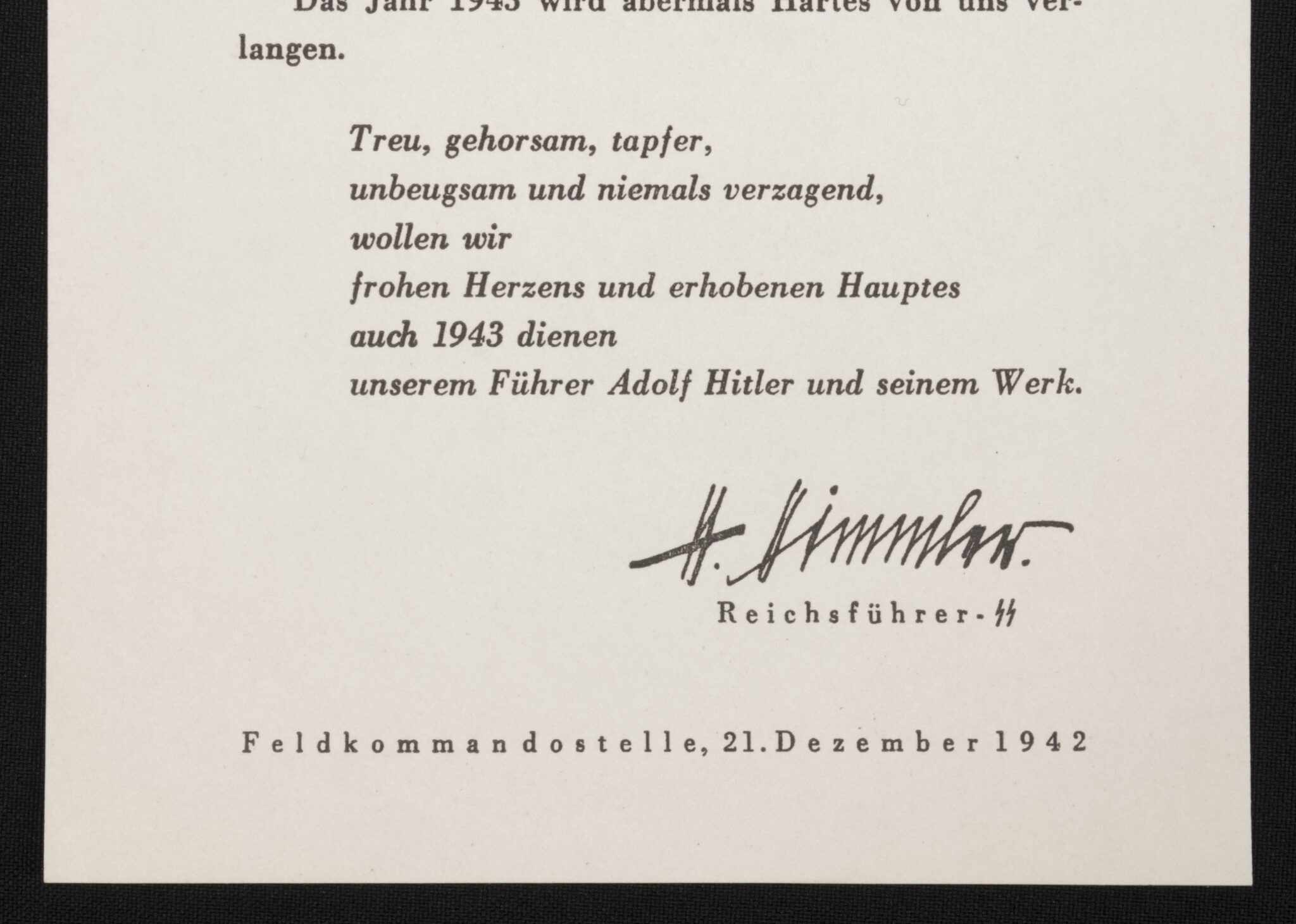 Der Reichsführer-SS Julkerze document (1943) - extremely rare