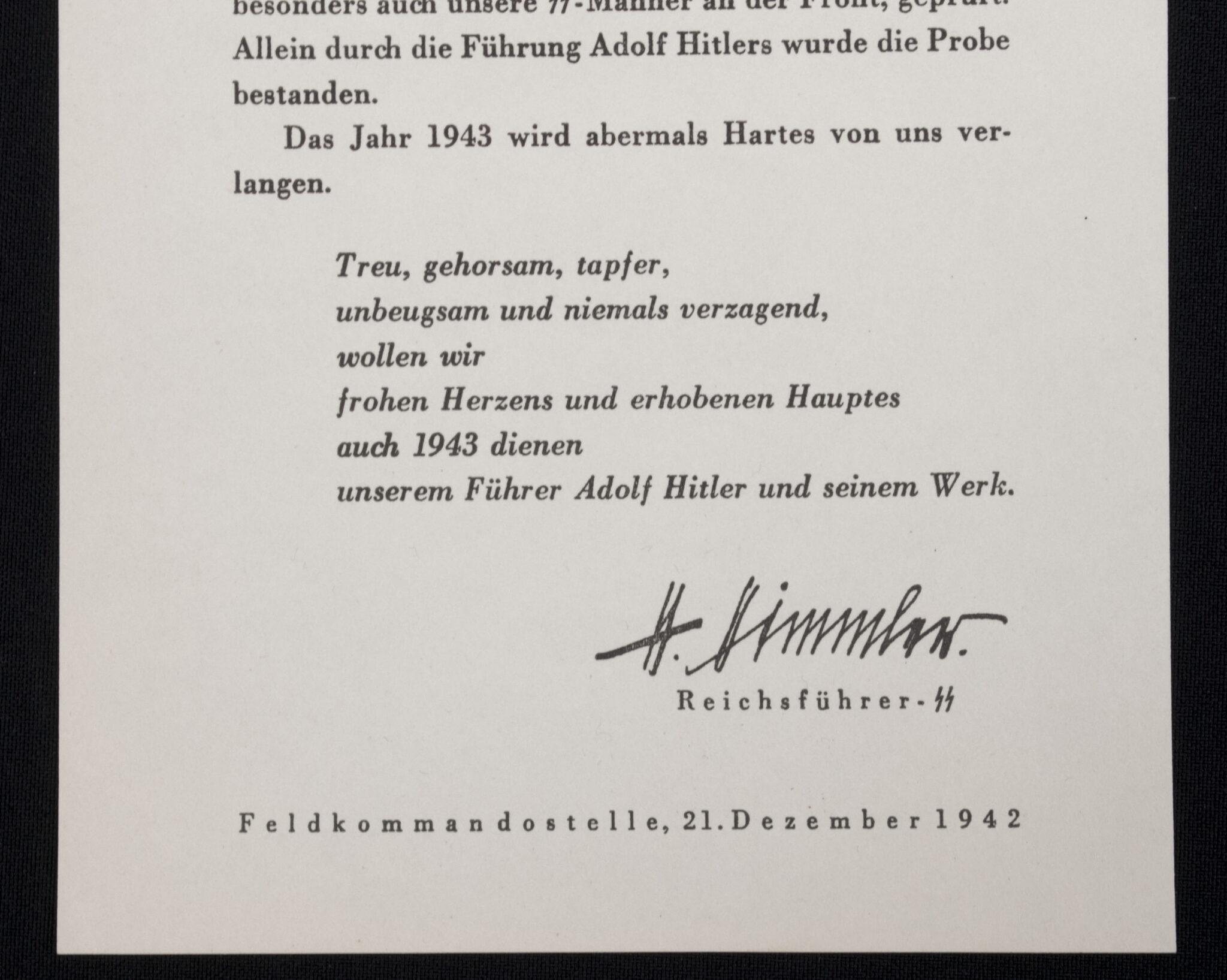 Der Reichsführer-SS Julkerze document (1943) - extremely rare